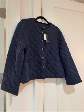 Banana Republic Quilted Navy Snap-Front Jacket